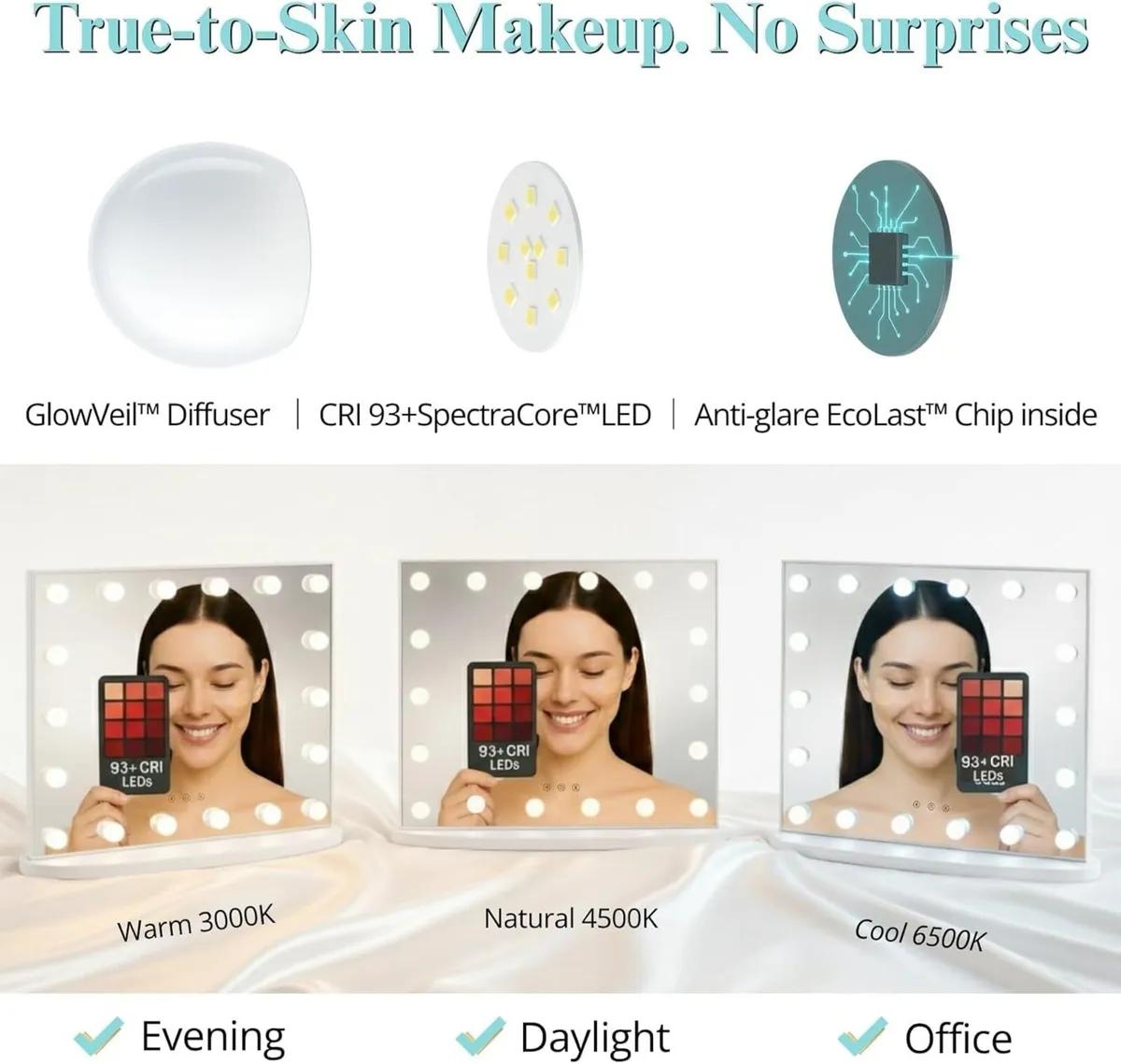 Hollywood Vanity Mirror with Lights 60 x 52 cm - Image 4