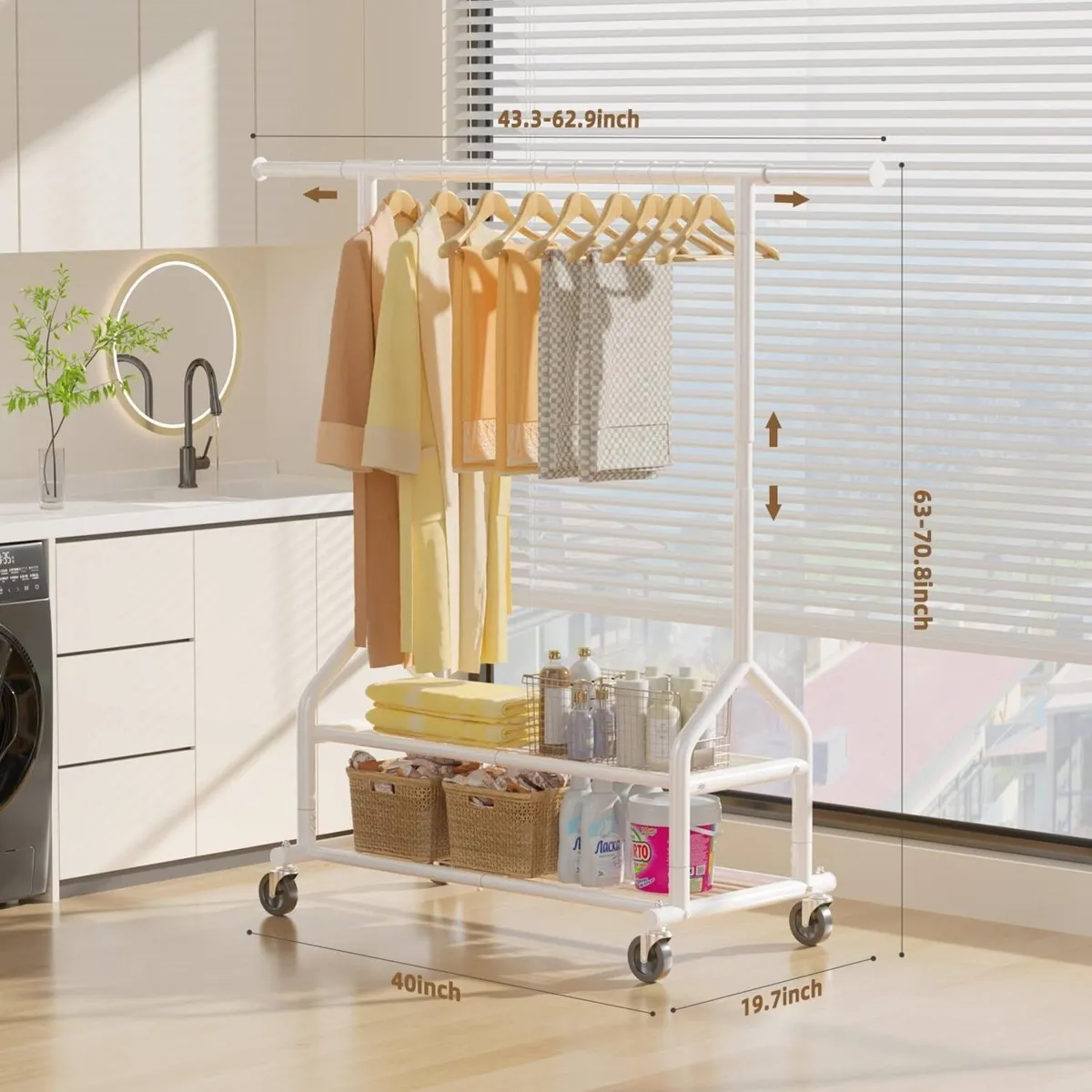 Heavy Duty Clothes Rail Clothing With Shelves - Image 2