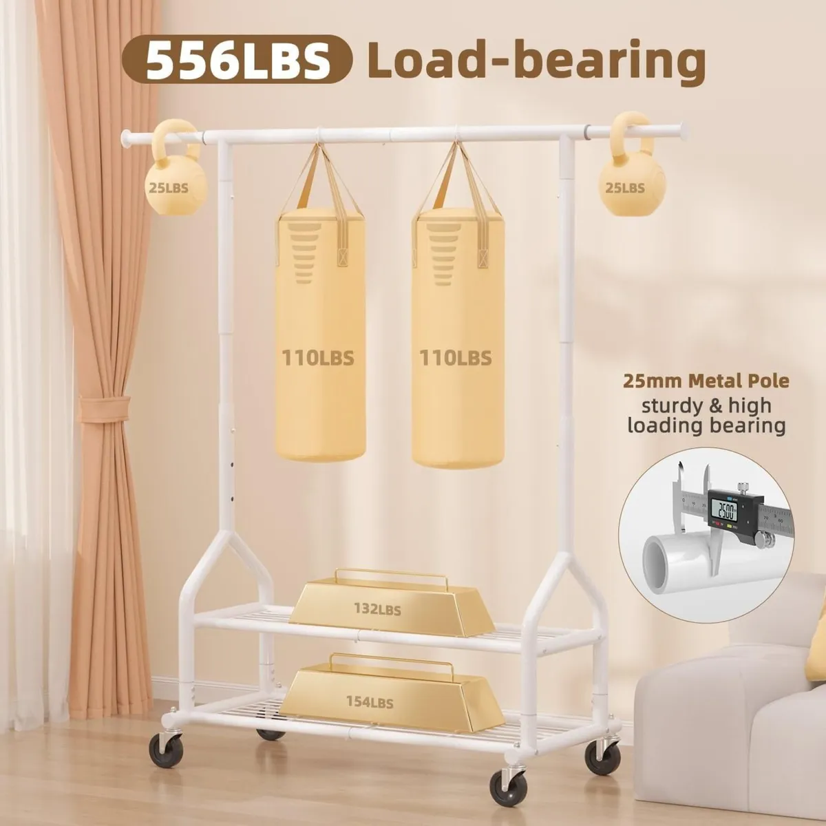 Heavy Duty Clothes Rail Clothing With Shelves - Image 4