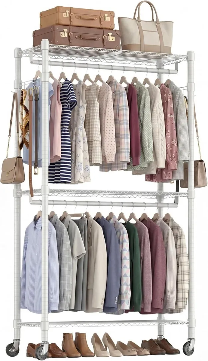 Double Rod Garment Rack/Clothes Rail with - Image 1