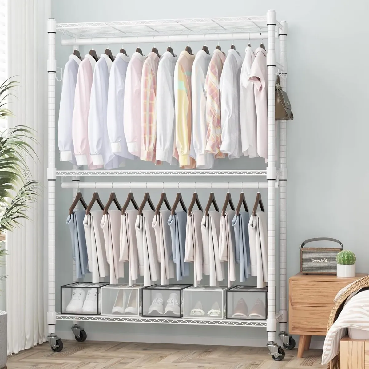 Double Rod Garment Rack/Clothes Rail with - Image 2