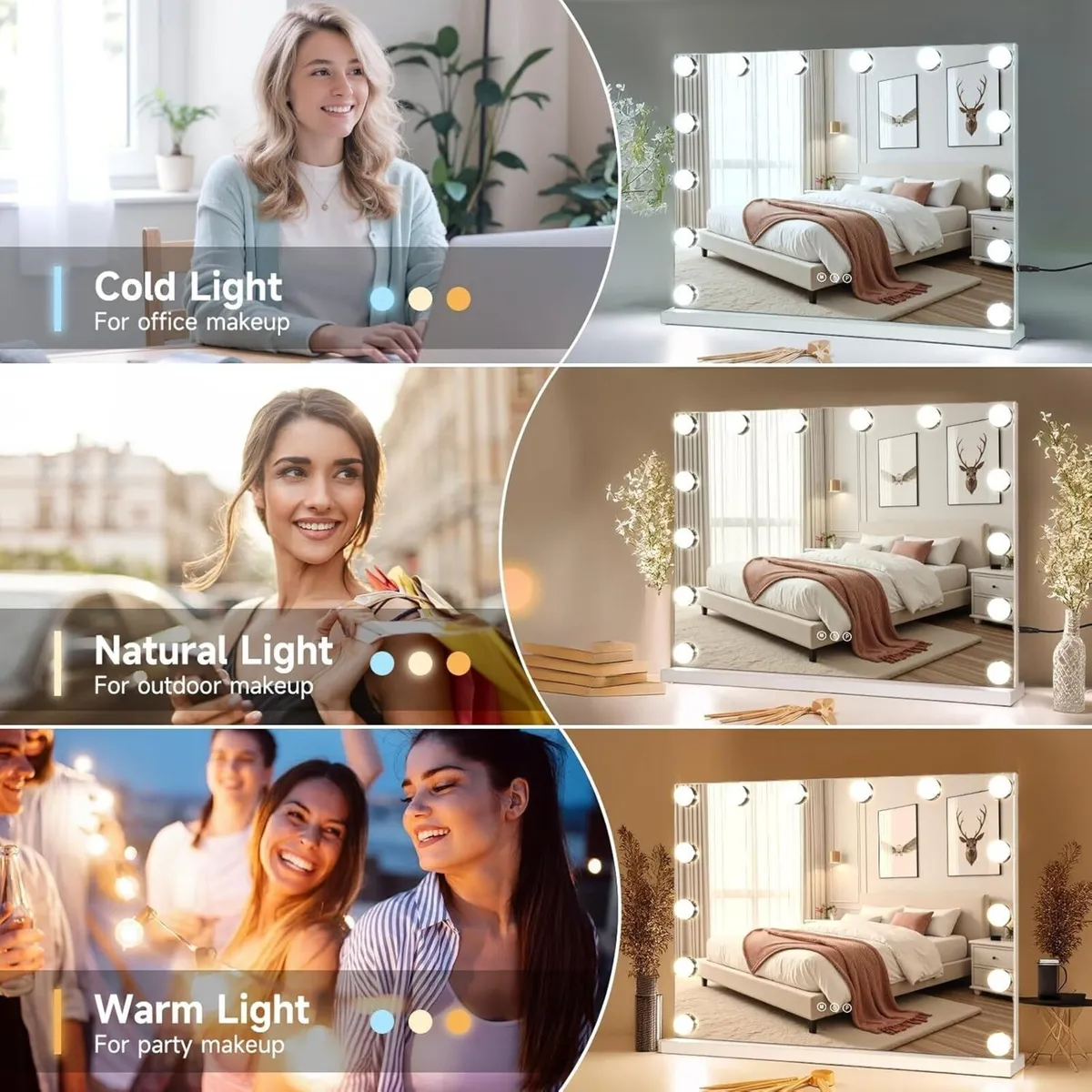 Hollywood Vanity Mirror with Lights 50x42cm - Image 3