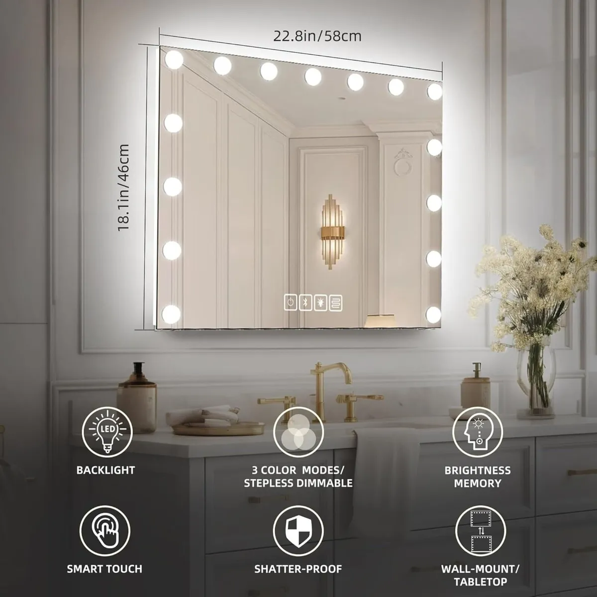 Hollywood Vanity Mirror with Lights 360 Degree - Image 4