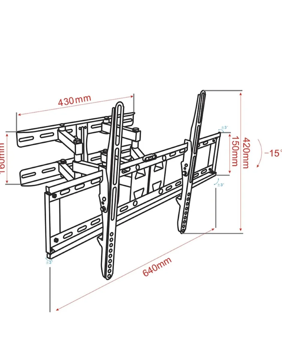 Tv Wall Mount Bracket Tilt Swivel 30-70" - Image 2