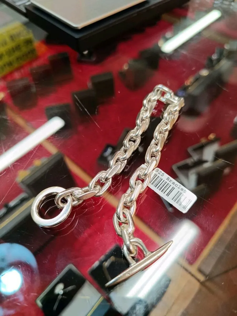 Interlock Link , Sterling Silver Bracelet - Image 3