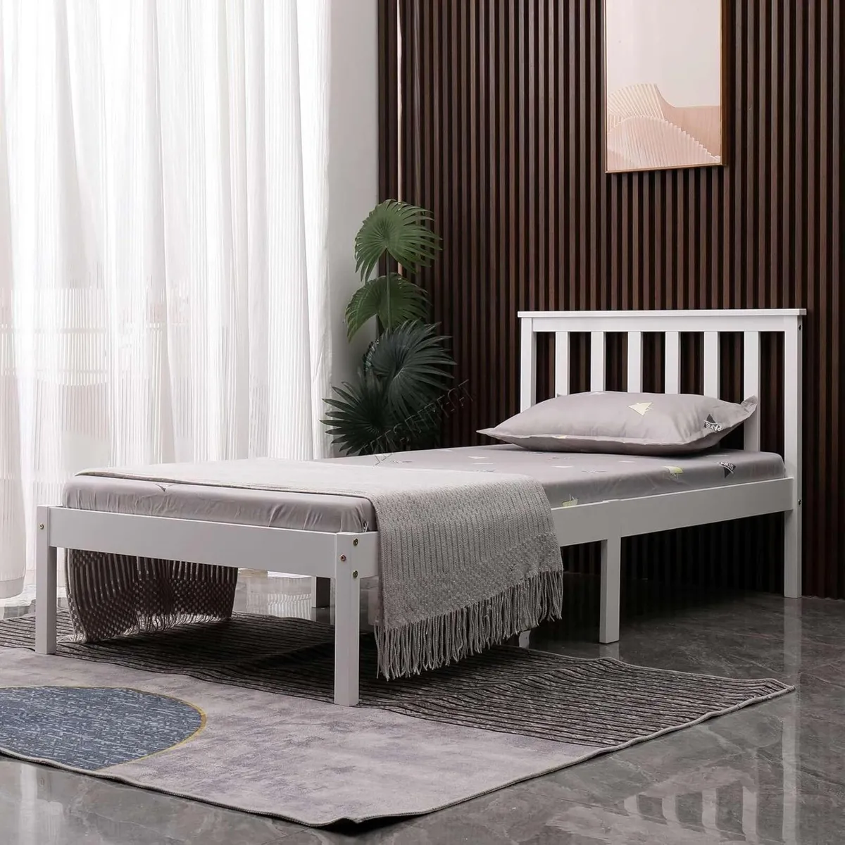 Single Bed Solid Pine Frame Headboard Durable - Image 3