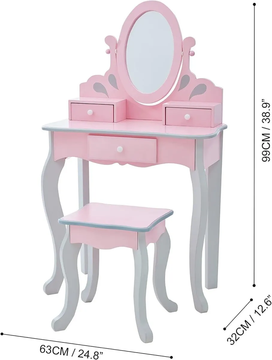 Princess Rapunzel Wooden 2-pc. Play Vanity Set - Image 3