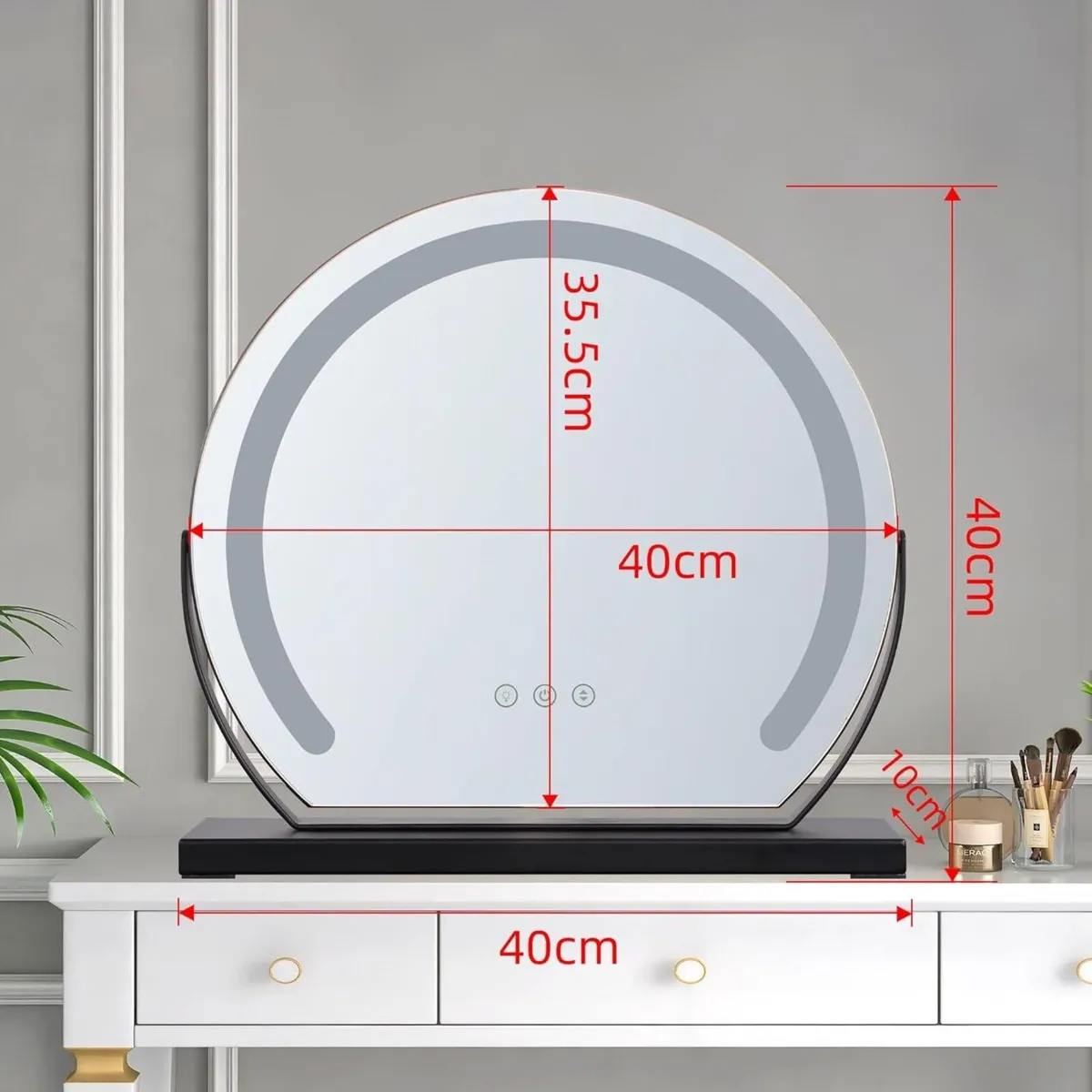 Large Round Dressing Table Mirror Black 15.74 - Image 2