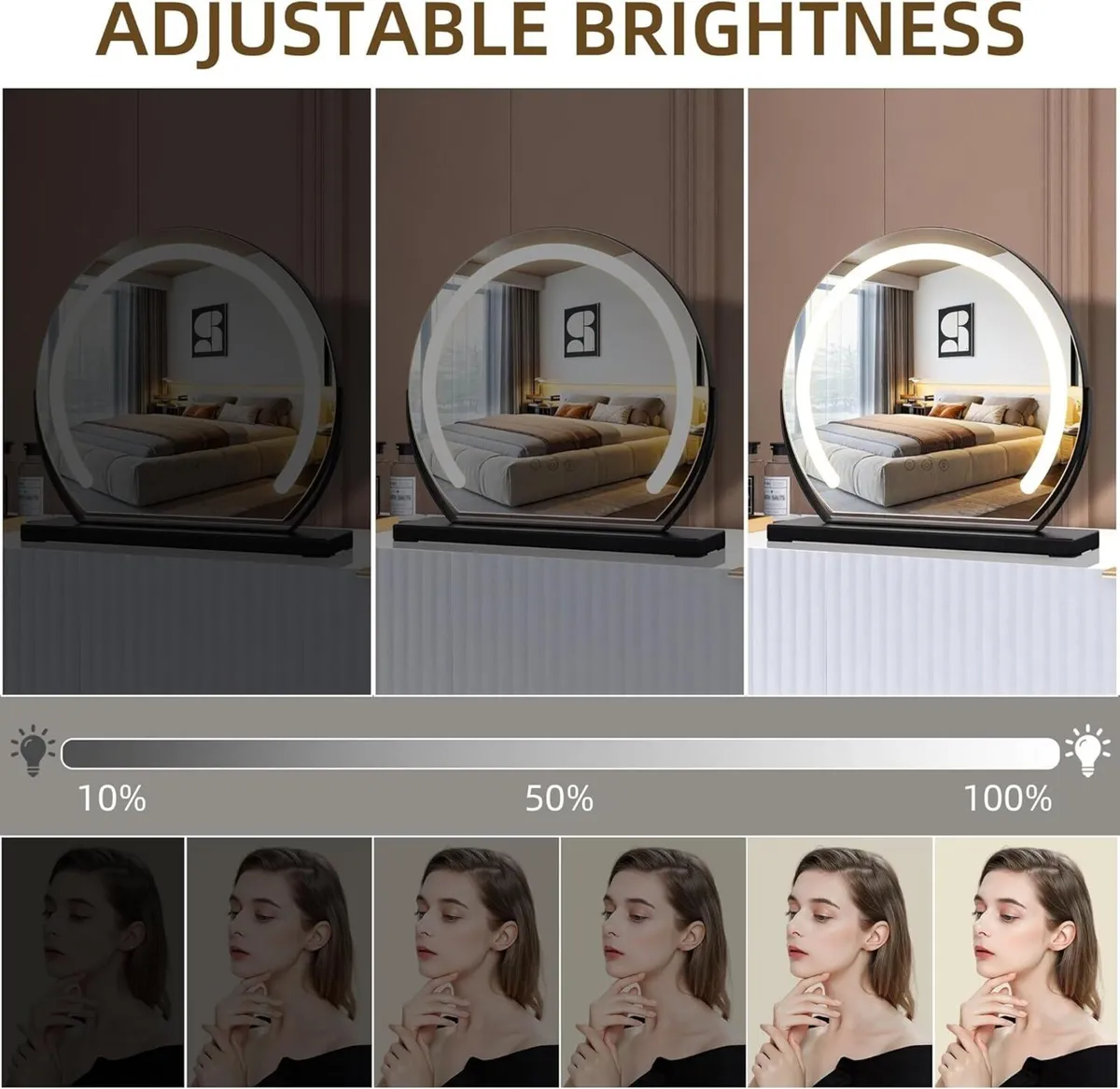 Large Round Dressing Table Mirror Black 15.74 - Image 4