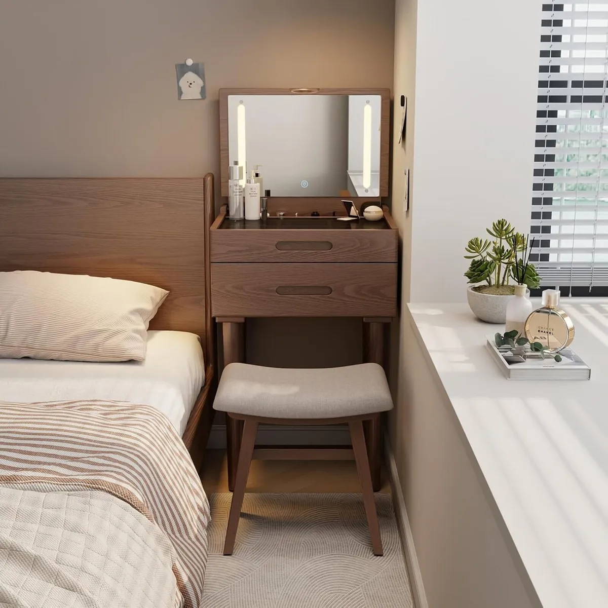 Dressing Table Stool Solid Wood Small Vanity - Image 3