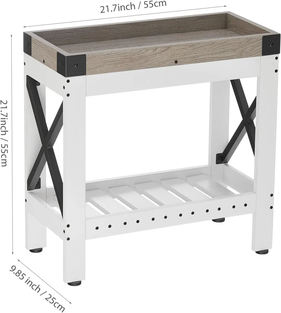 Narrow Side Table Farmhouse End Sofa Nightstand - Image 3