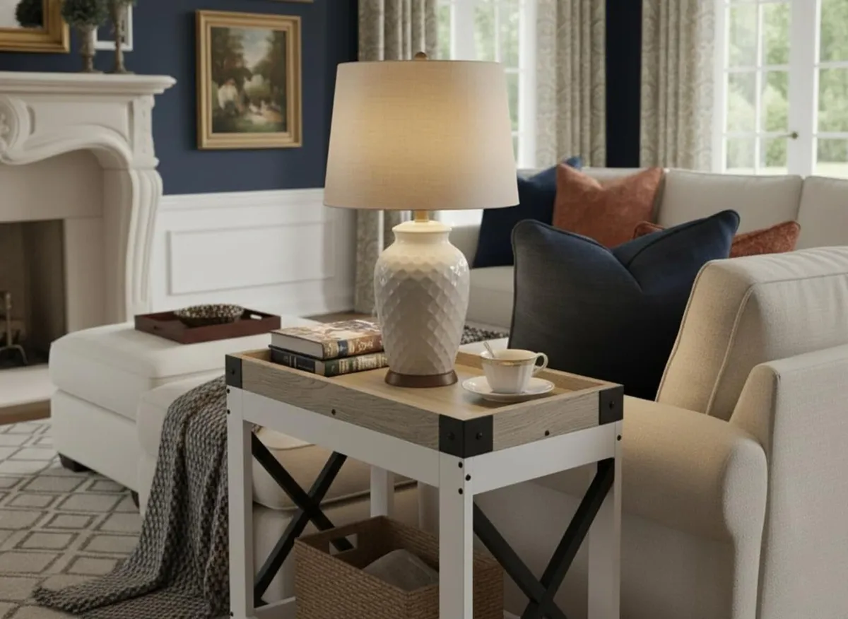 Narrow Side Table Farmhouse End Sofa Nightstand - Image 4