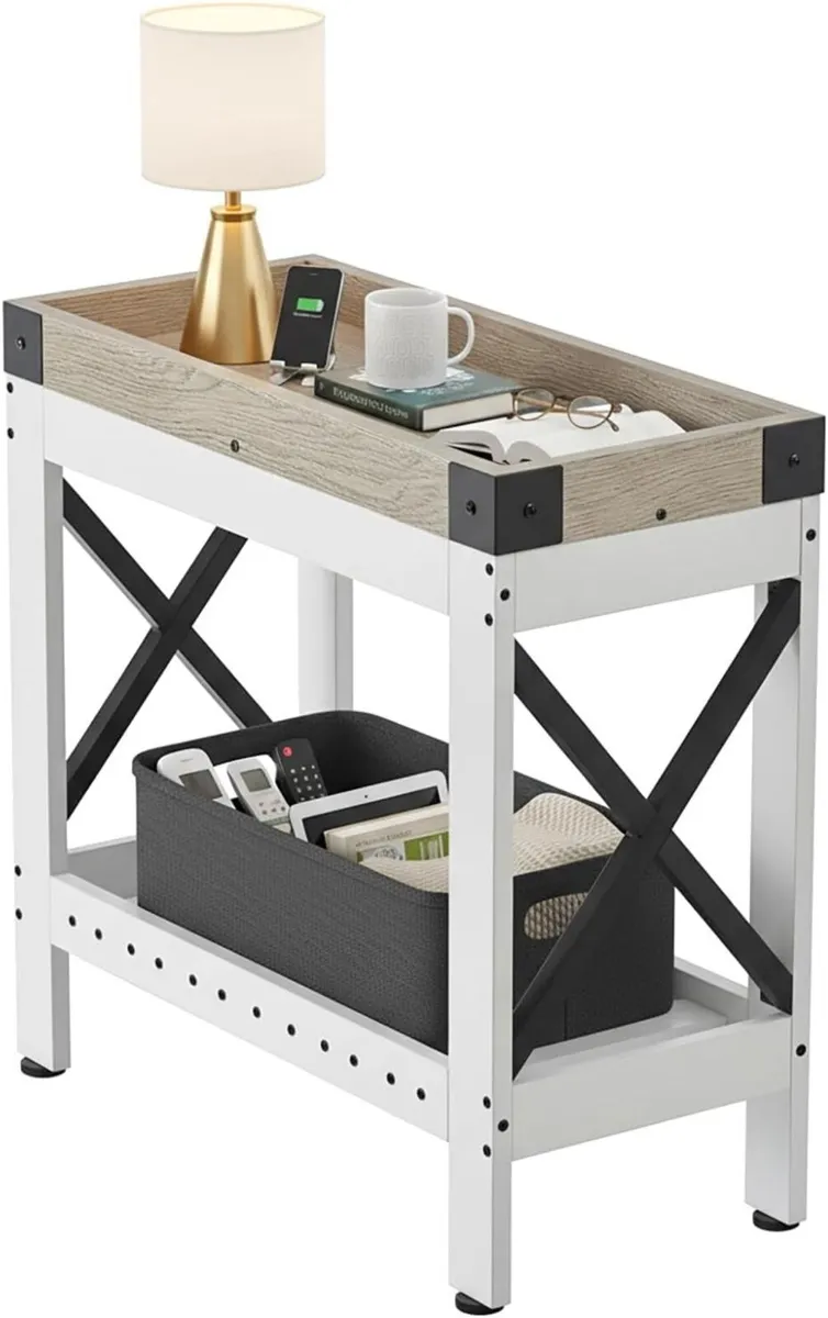 Narrow Side Table Farmhouse End Sofa Nightstand - Image 1