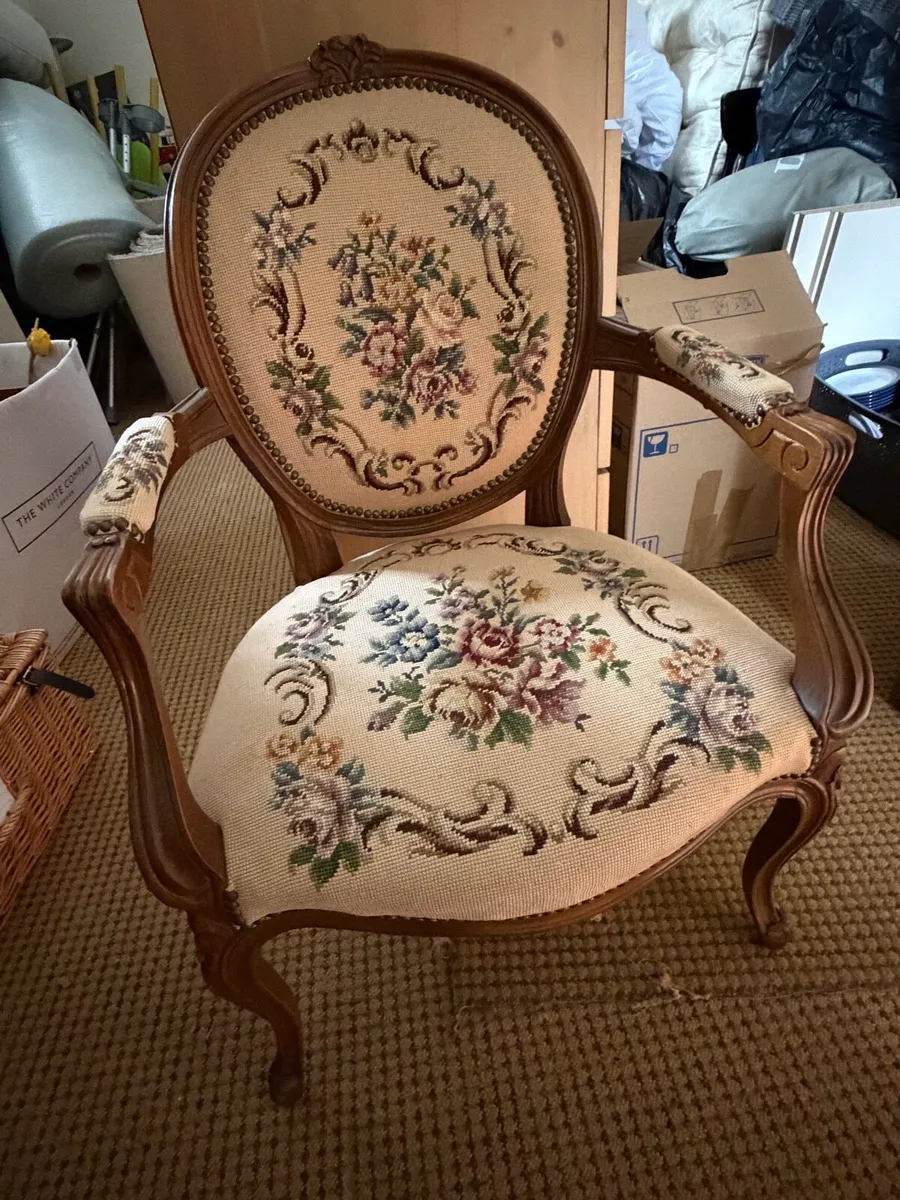 Antique chair & Antique piano stool - Image 1
