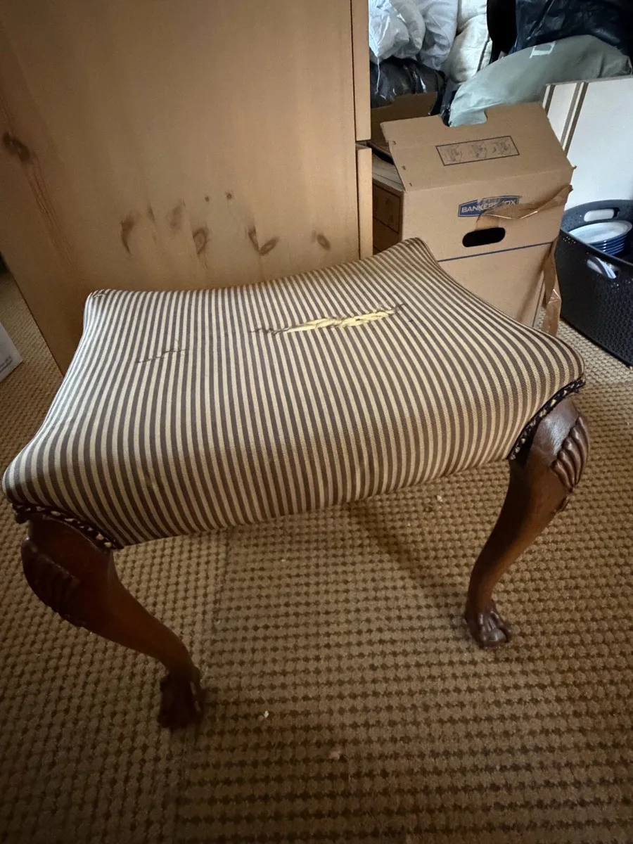 Antique chair & Antique piano stool - Image 4