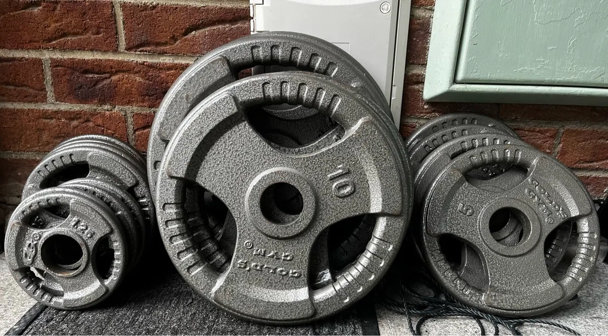Golds Gym 85kg Olympic tri grip weight plates - Image 4