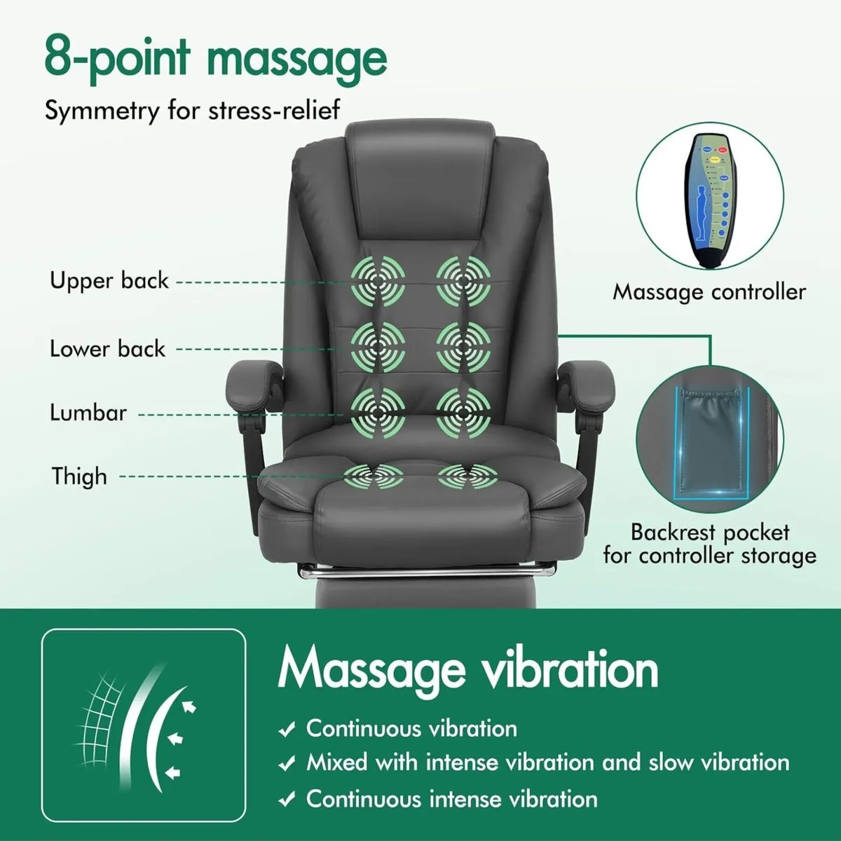 Executive Office Chair with 8-Point Massage Seat - Image 3