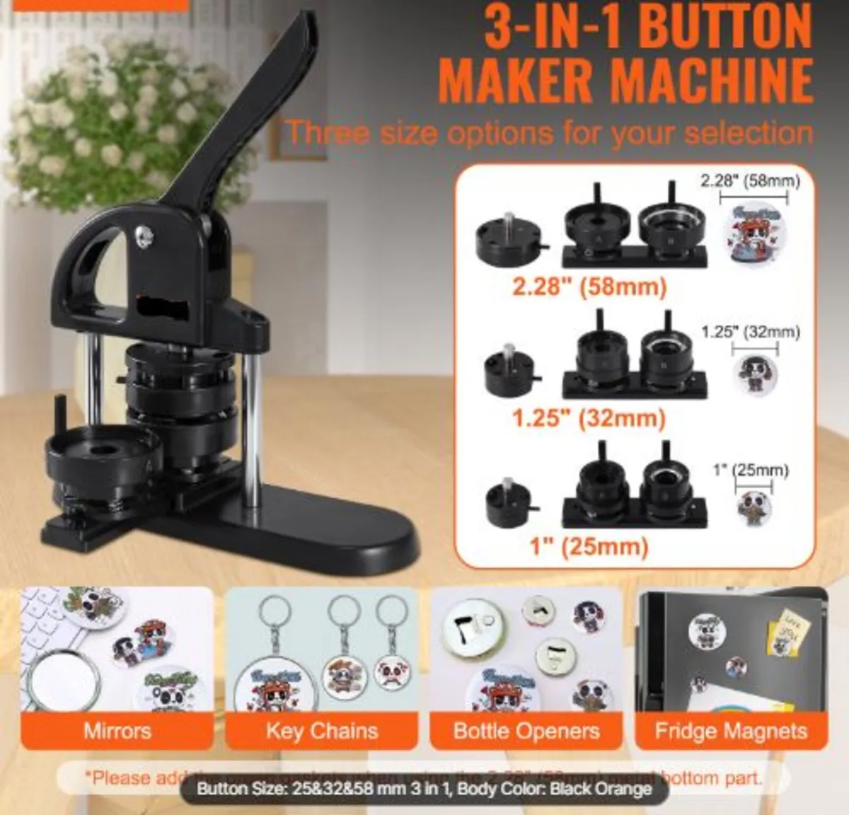 Button Maker Machine, 1/1.25/2.28 inch(25/32/58mm - Image 2