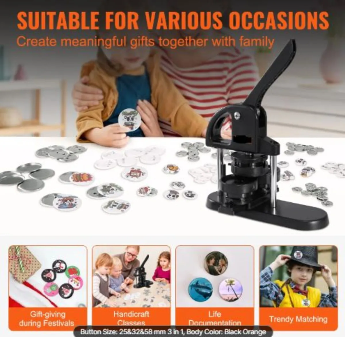 Button Maker Machine, 1/1.25/2.28 inch(25/32/58mm - Image 3