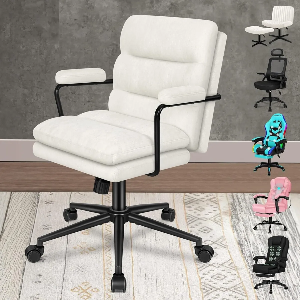 Mid Back Office Chair with Armrests Dual-layer - Image 1