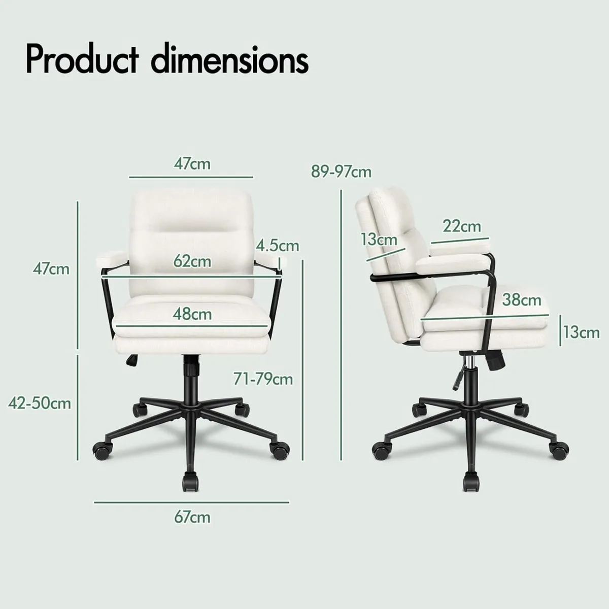 Mid Back Office Chair with Armrests Dual-layer - Image 2