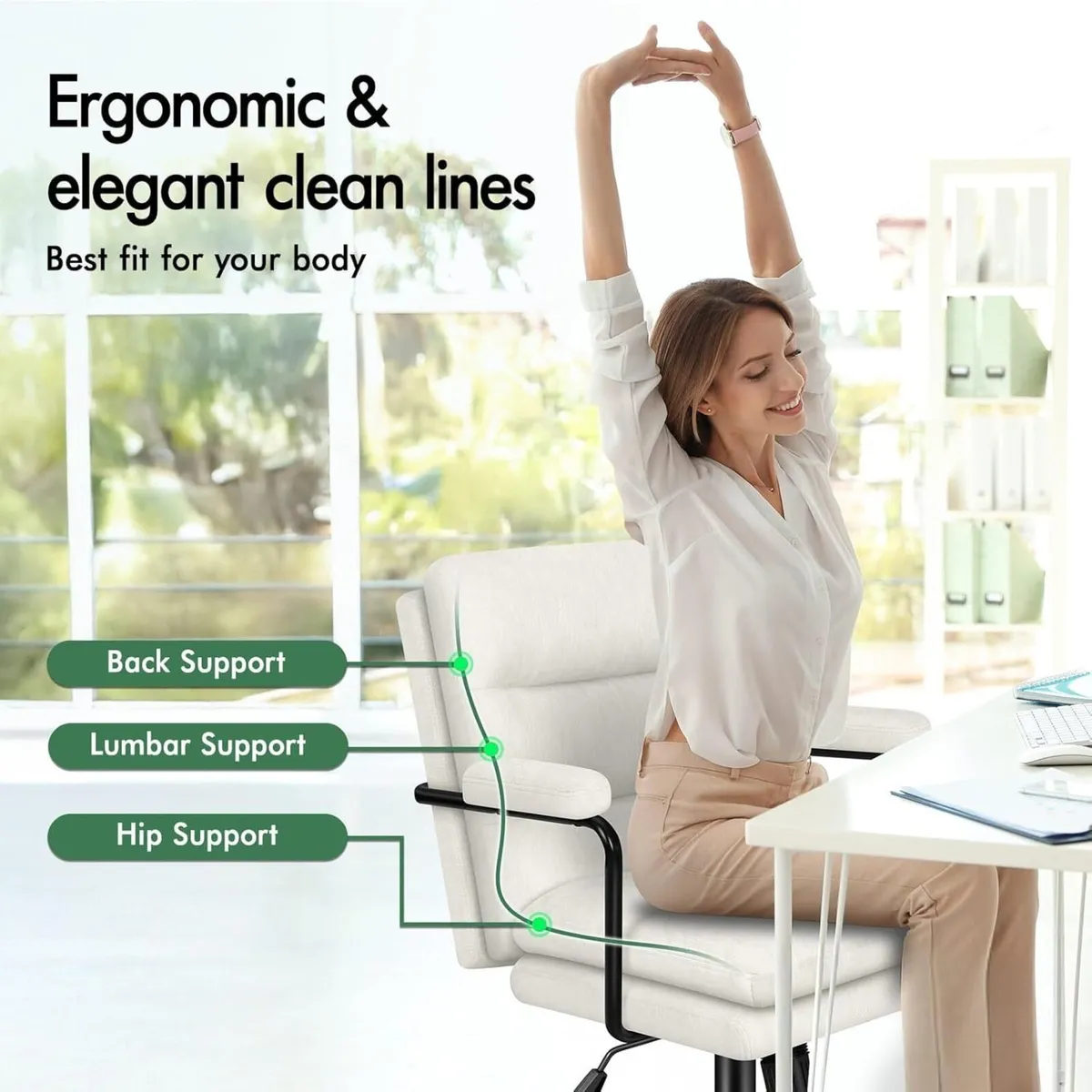 Mid Back Office Chair with Armrests Dual-layer - Image 3