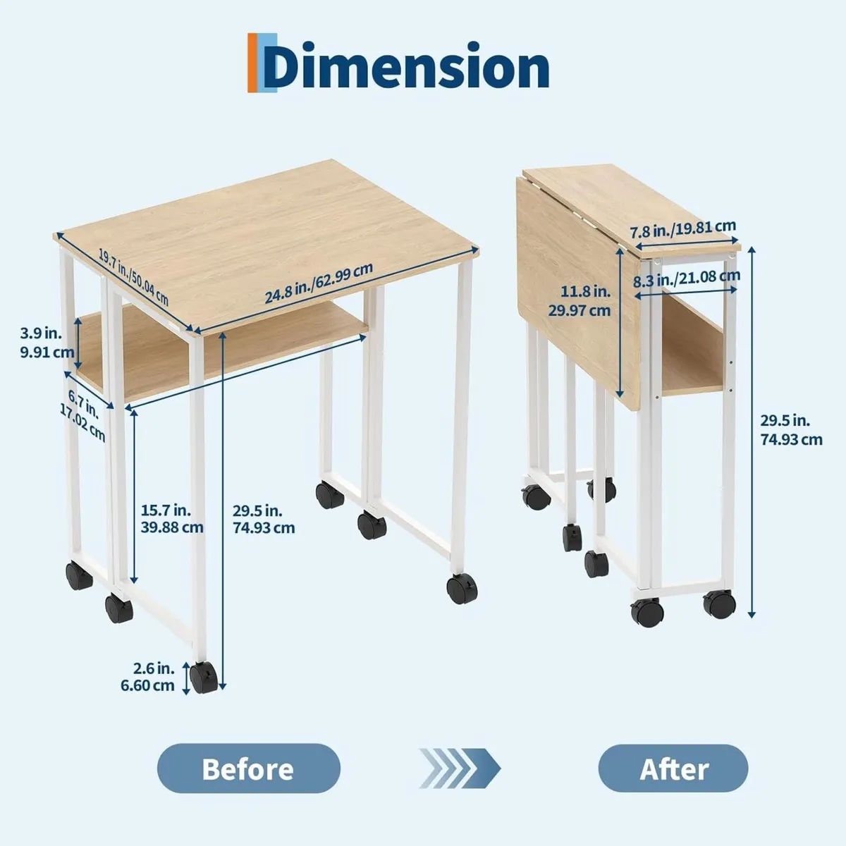 Folding Table for Small Spaces – 24.8 Inch - Image 2