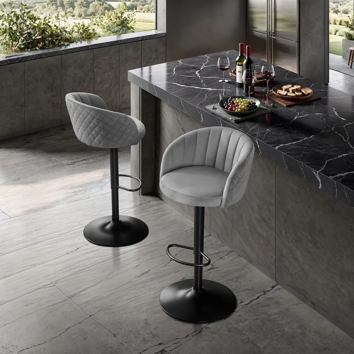 Kitchen Bar Stools Set of 2 Swivel Adjustable - Image 3