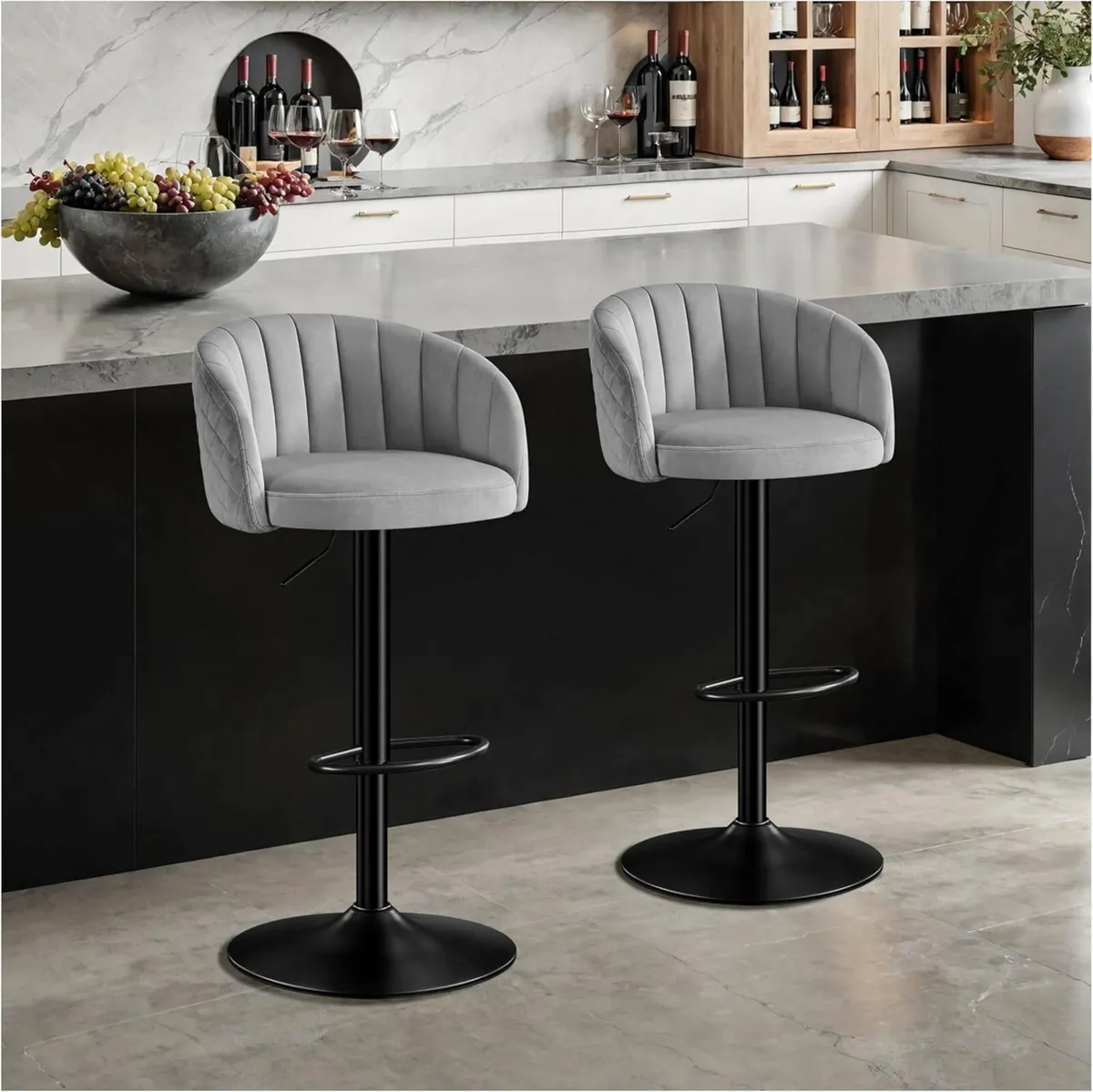 Kitchen Bar Stools Set of 2 Swivel Adjustable - Image 1