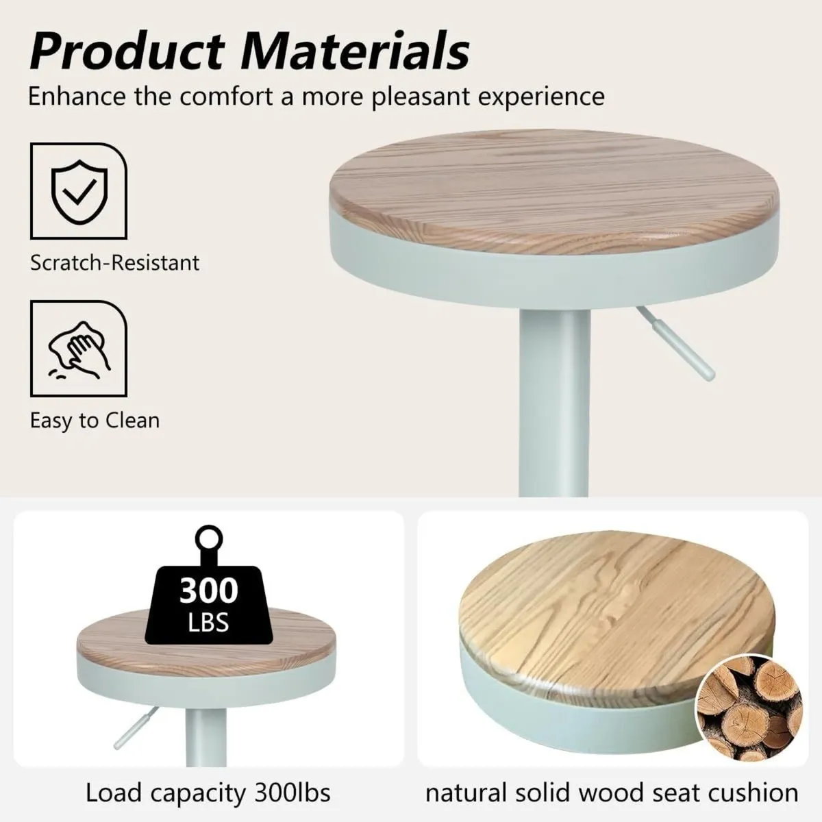 Bar Stools Solid Wood Counter Height Barstools - Image 4