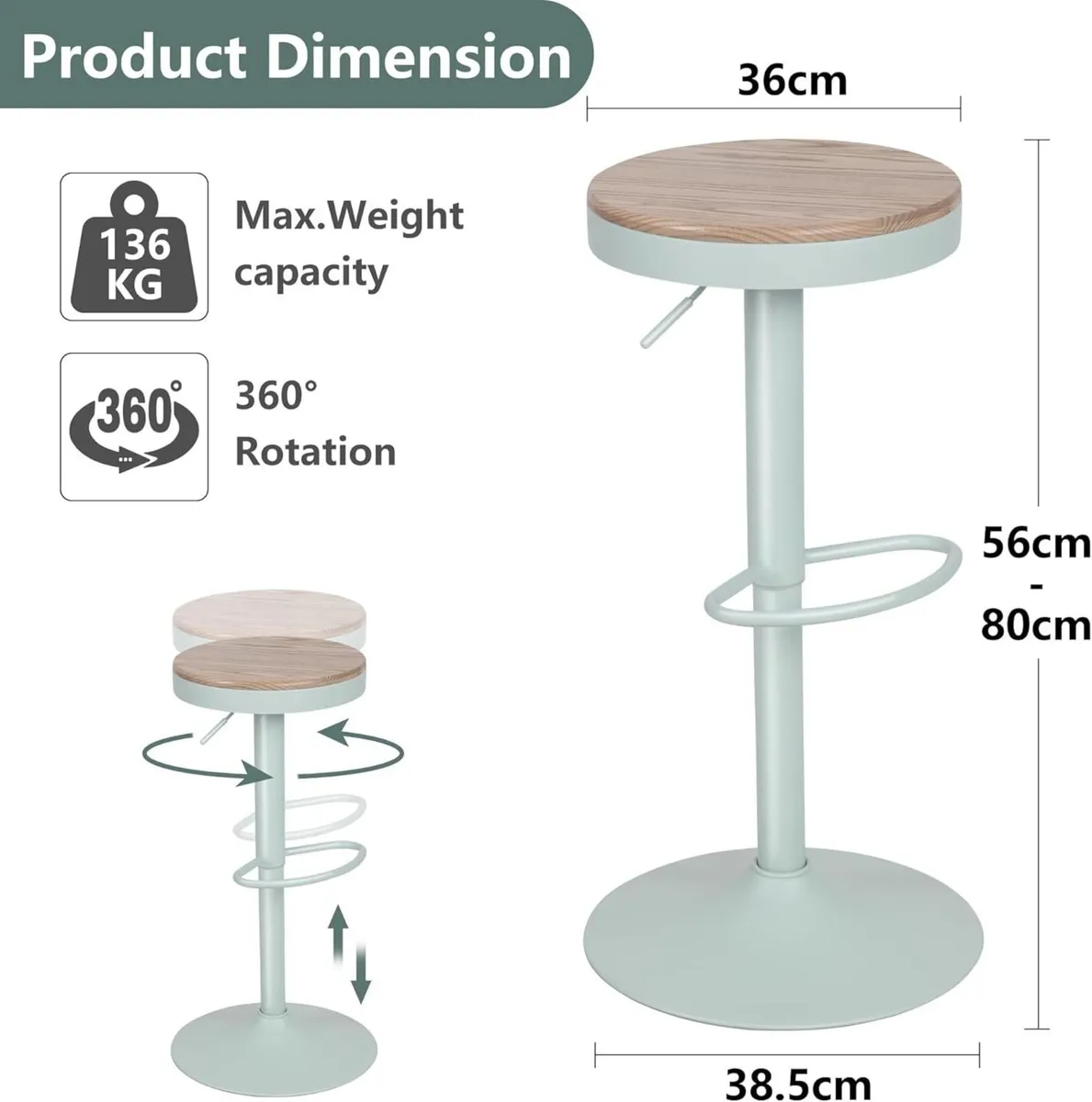 Bar Stools Solid Wood Counter Height Barstools - Image 2