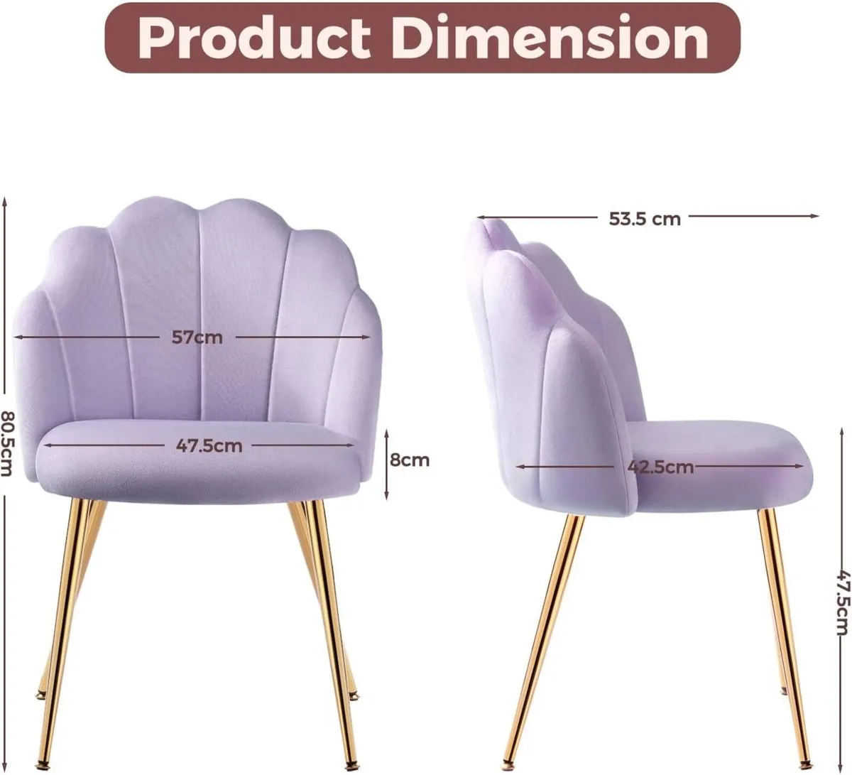 Velvet Chair for Vanity with Gold Legs Desk - Image 3