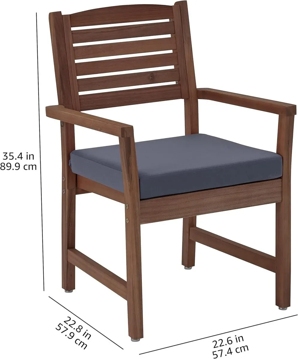 Cushioned Outdoor Dining Chair Acacia Wood Set of - Image 2