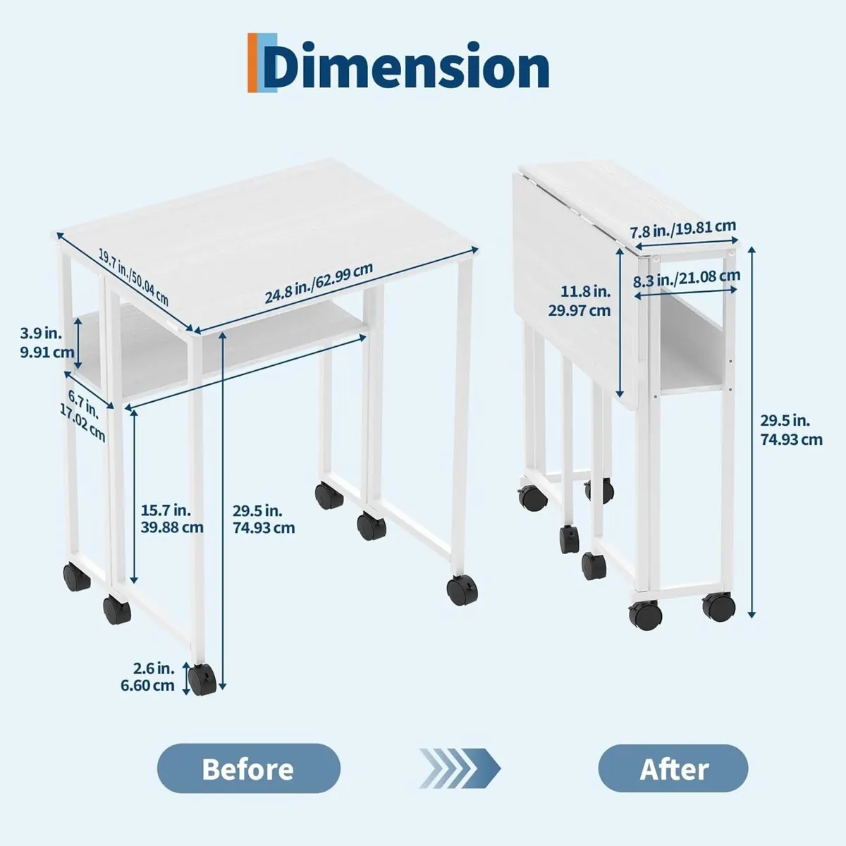 Folding Table for Small Spaces – 24.8 Inch - Image 2