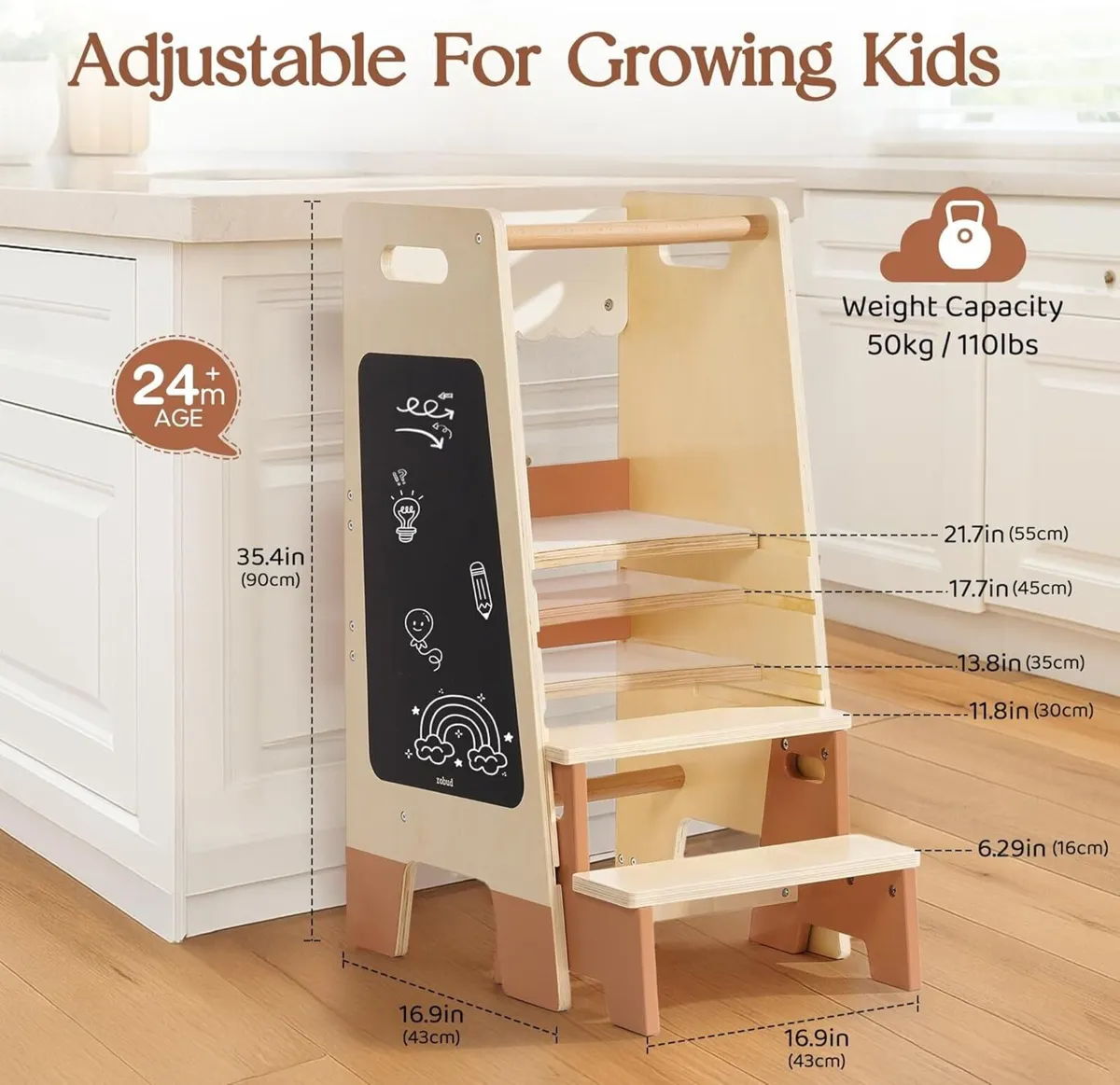 Learning Tower with Removable Step Stool 2-in-1 - Image 3