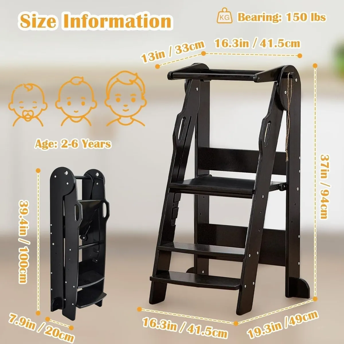 Foldable Toddler Step Stool for Kids 2-6 Years - Image 2