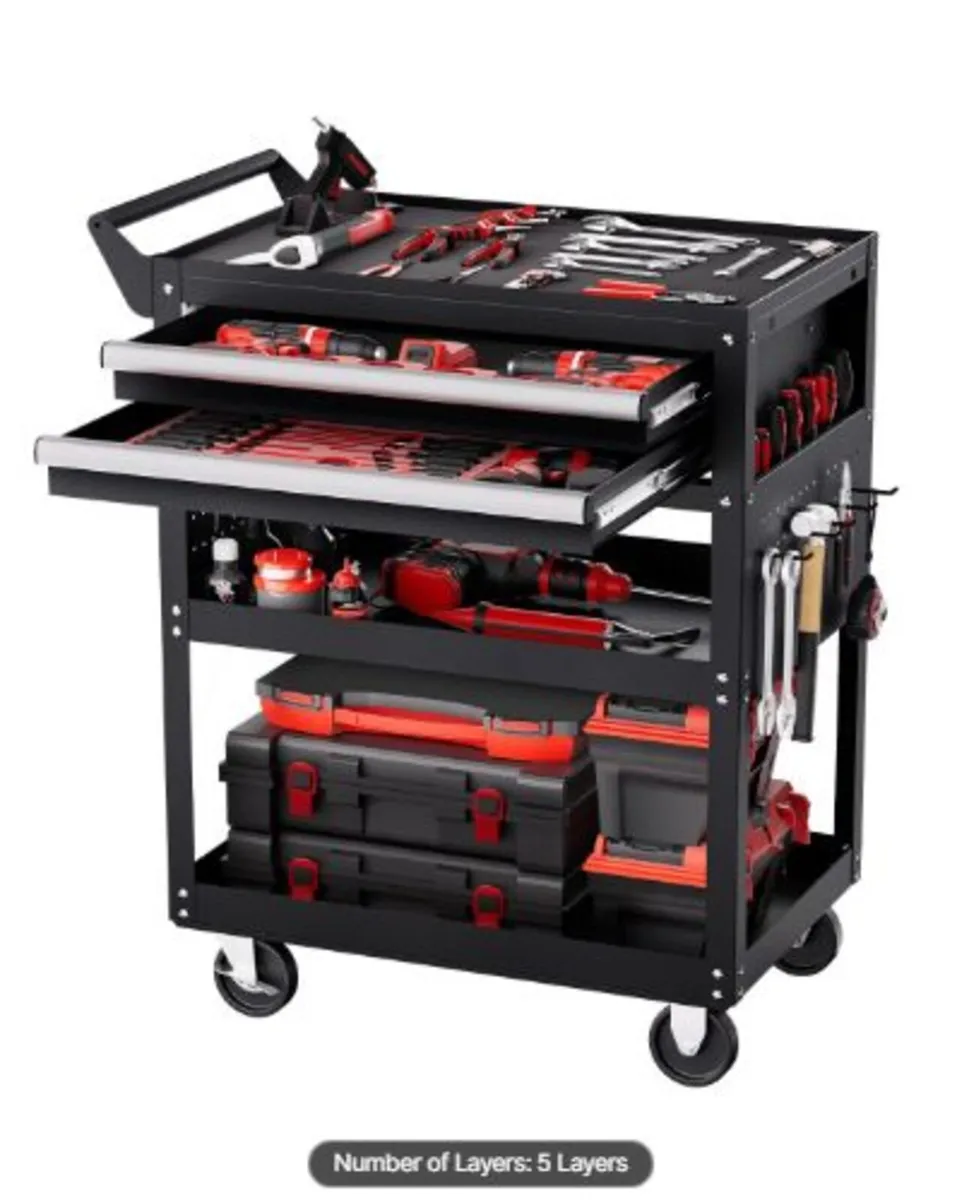 5-Tier Tool Cart with Wheels,400 lbs Load Capacit - Image 1