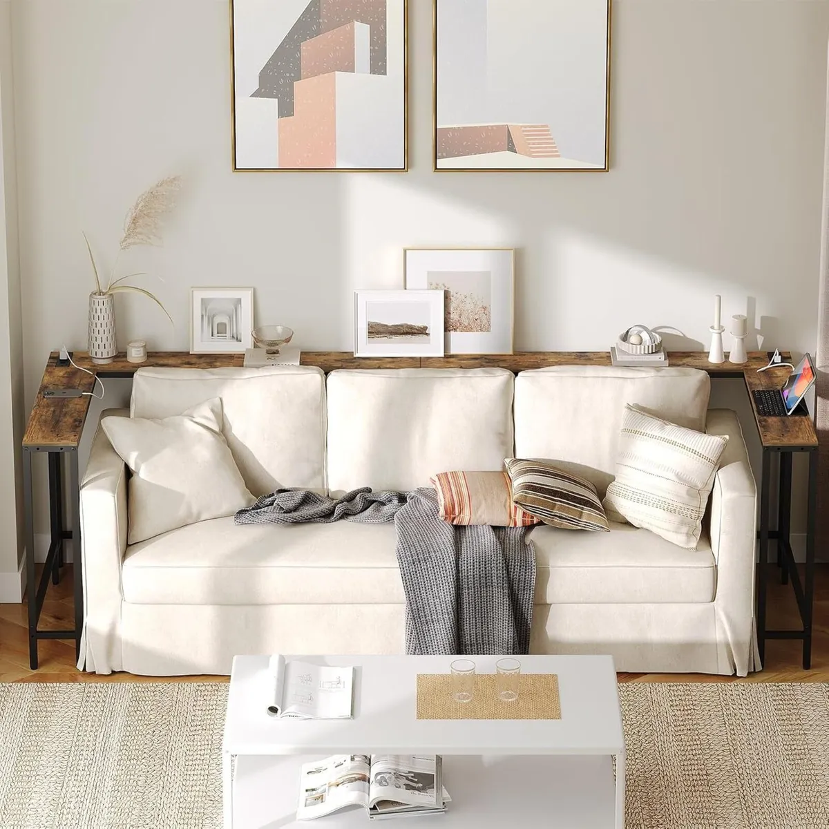 Slim Console Table 180 cm Narrow Sofa with Power - Image 2