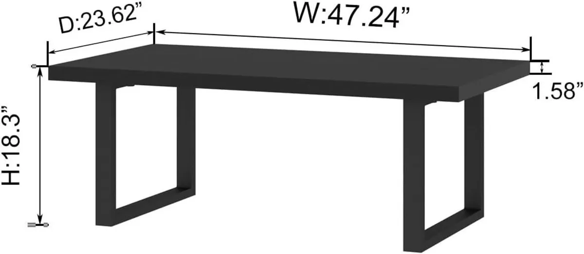 Modern Black Coffee Table Minimalist Industrial - Image 2