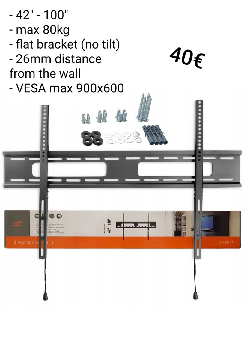 Tv Wall Mount Bracket Flat Slim Fixed  42" - 100" - Image 1