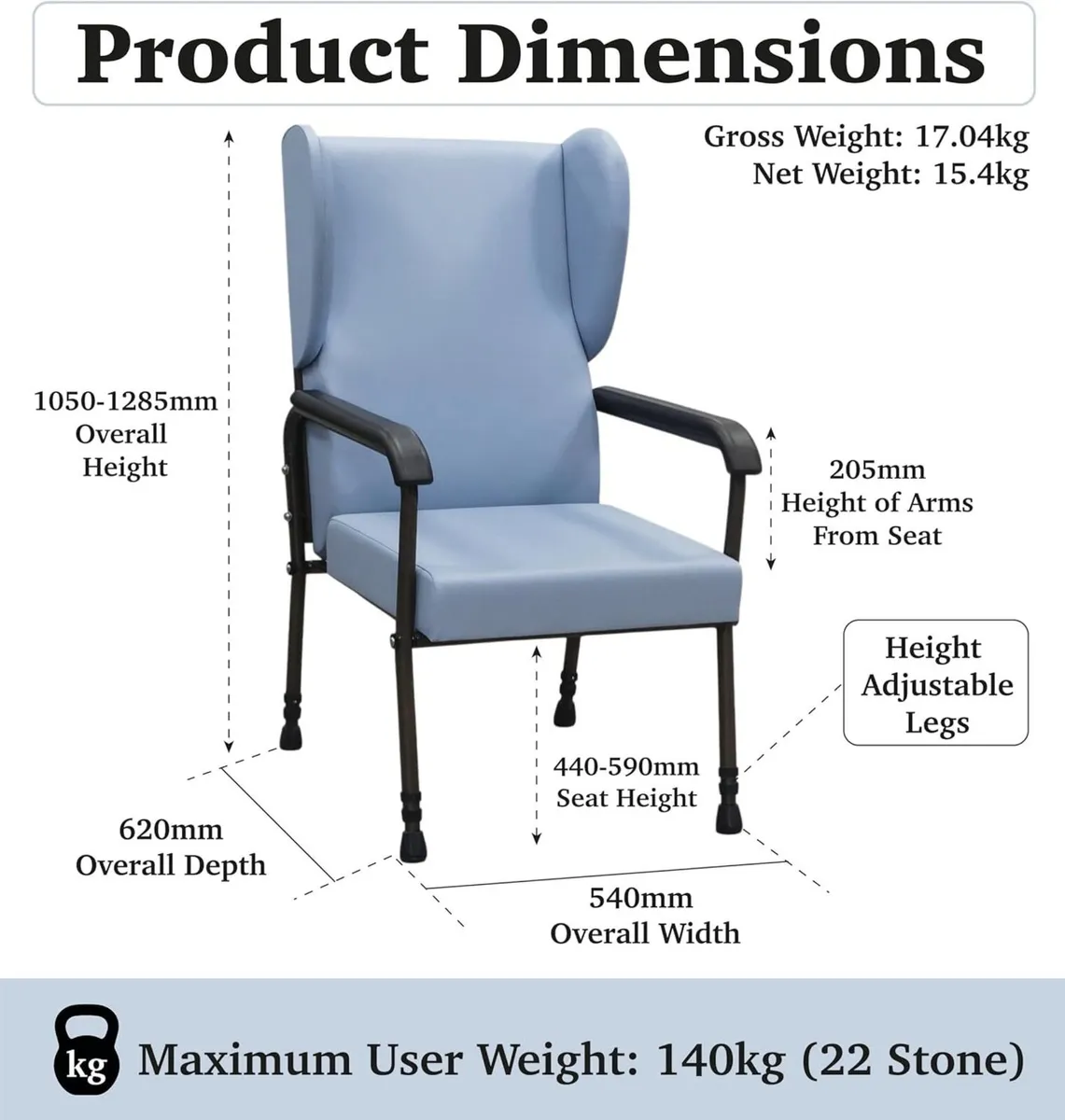 Chesterfield Orthopaedic High Back Seat Chair - Image 2