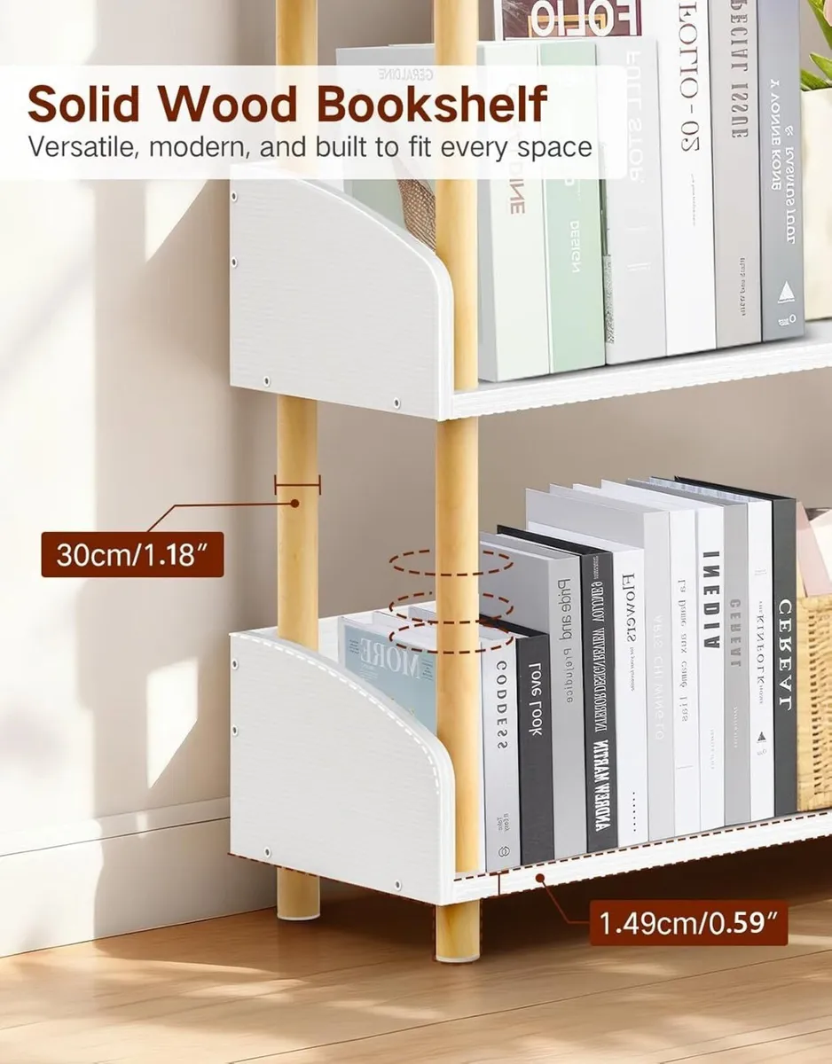 5-Tier Wooden Open Bookcase Modern Display - Image 3