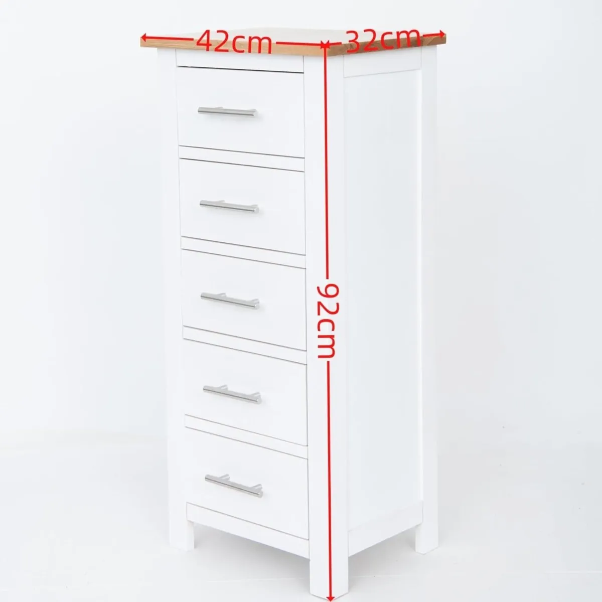 White OAK Wood Organization 5 Drawers Storage - Image 3