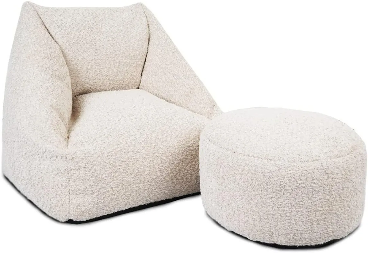 Kids Boucle Bean Bag Chair with Filling - - Image 1