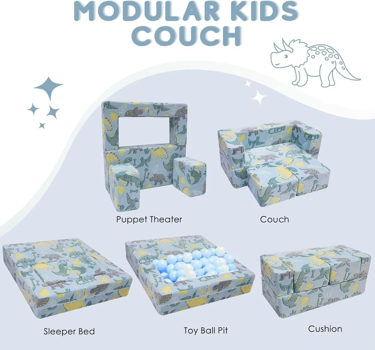 Kids Sofa Bed Toddler Armchair Couch Glow in The - Image 4