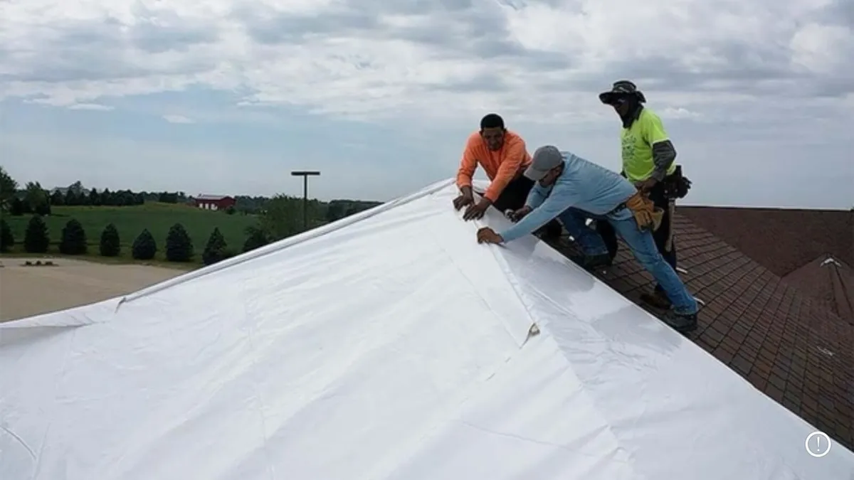 White tarpaulin roofing covers - Image 2