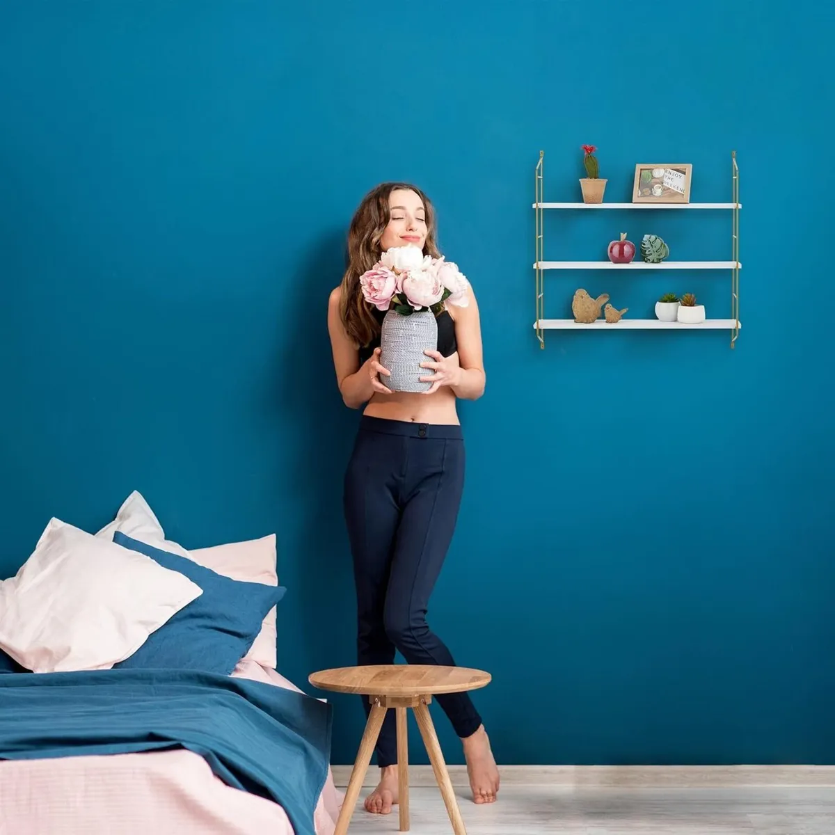 Wall Shelf HxWxD: 60 x 15 cm Suspended 3 Shelves - Image 4