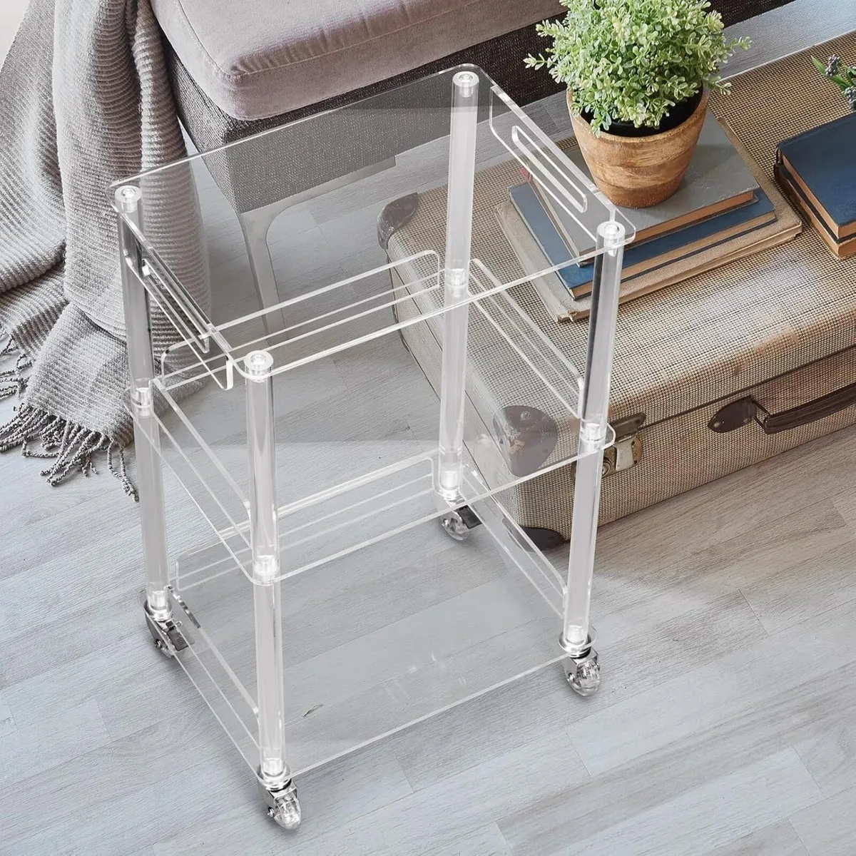yabymy Clear Acrylic Side Table with locking - Image 1