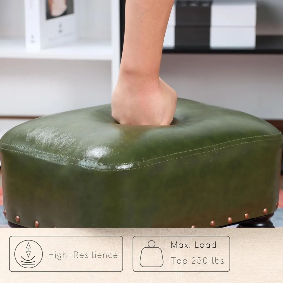 Ottoman Leather Foot Rest with Thicker Foam - Image 4