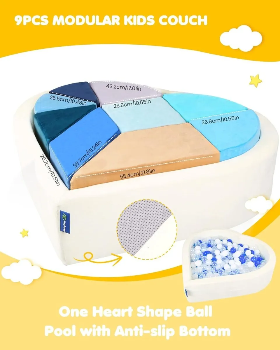 Kids Play Couch 2-in-1 Heart-Shape Plays Sofa - Image 4